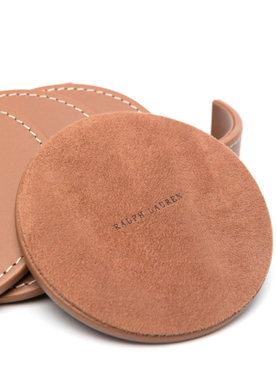 Shop Ralph Lauren Wyatt Leather Coasters In Brown