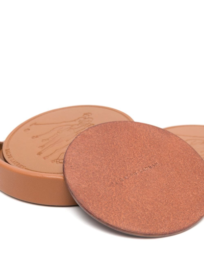 Shop Ralph Lauren Garrett Leather Coasters In Brown