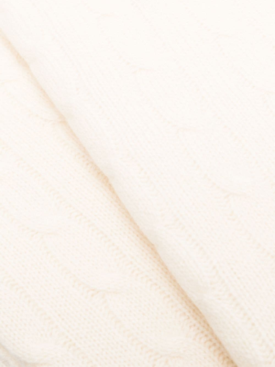 Shop Ralph Lauren Cable Knit Cashmere Throw (60cm X 60cm ) In Neutrals