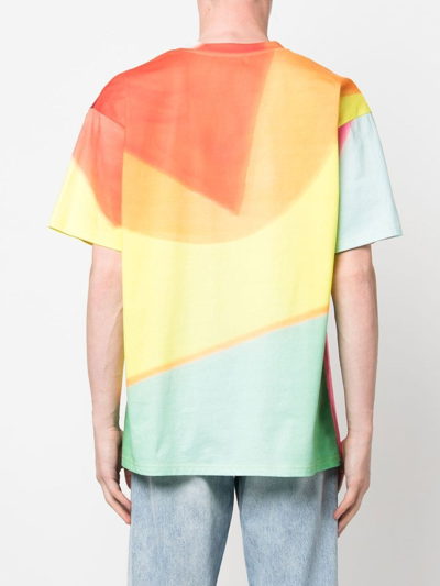 Moschino Logo Colour-block T-shirt In Yellow