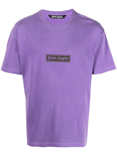 Shop Palm Angels Box Logo-print T-shirt In Purple