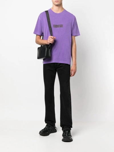 Shop Palm Angels Box Logo-print T-shirt In Purple