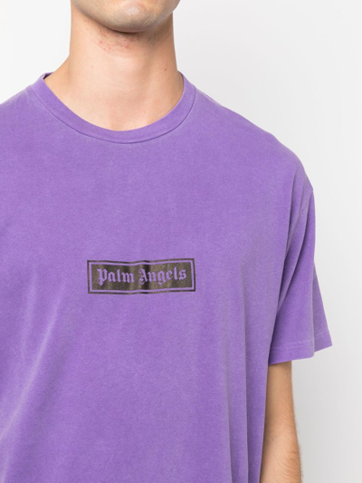 Shop Palm Angels Box Logo-print T-shirt In Purple