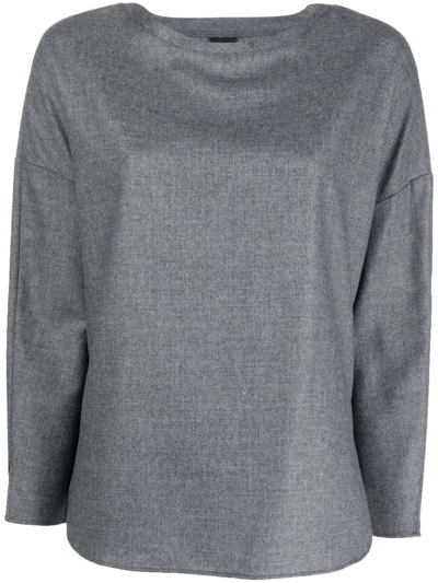 Shop Aspesi Round-neck Blouse In Grey