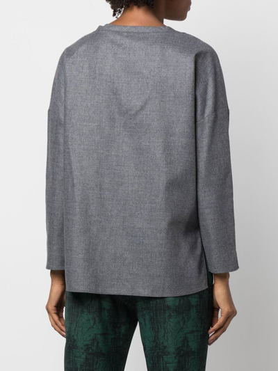 Shop Aspesi Round-neck Blouse In Grey