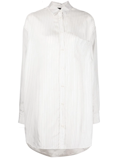 Shop Aspesi Striped Longsleeve Blouse In White