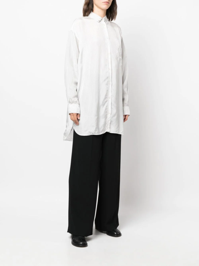 Aspesi Striped Longsleeve Blouse In White