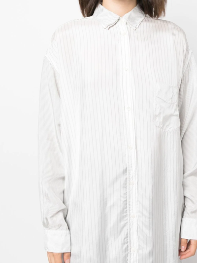 Shop Aspesi Striped Longsleeve Blouse In White