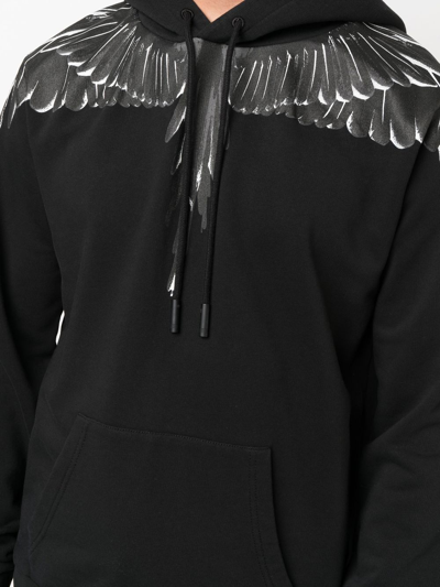 Shop Marcelo Burlon County Of Milan Wings-print Pullover Hoodie In Black