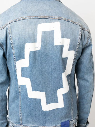 Shop Marcelo Burlon County Of Milan Logo-print Denim Jacket In Blue