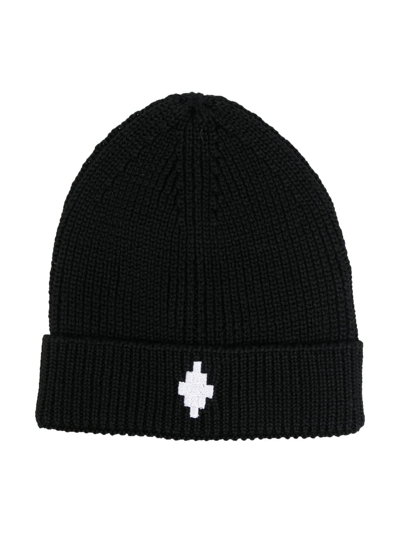 Shop Marcelo Burlon County Of Milan Embroidered-logo Detail Beanie In Black