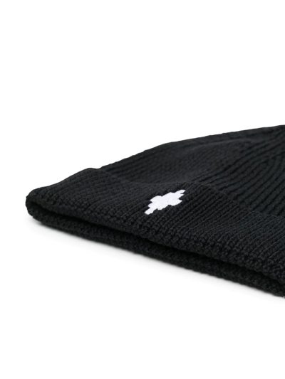 Shop Marcelo Burlon County Of Milan Embroidered-logo Detail Beanie In Black