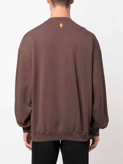 Shop Marcelo Burlon County Of Milan Feather-print Sweatshirt In Brown