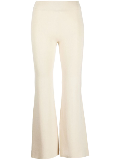 Shop St Agni Flared Knitted Pants In Neutrals