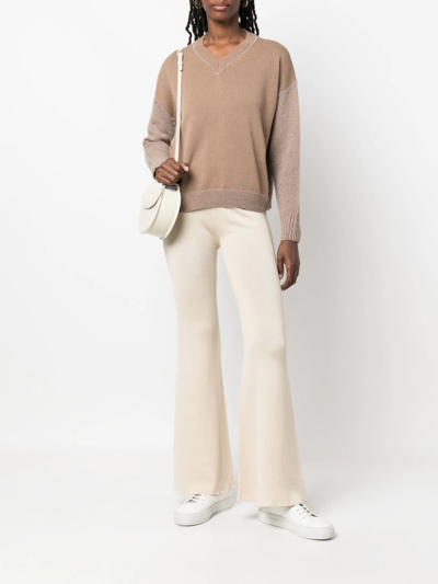 St Agni Flared Knitted Pants In Neutrals