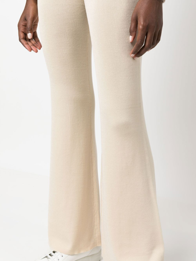 Shop St Agni Flared Knitted Pants In Neutrals