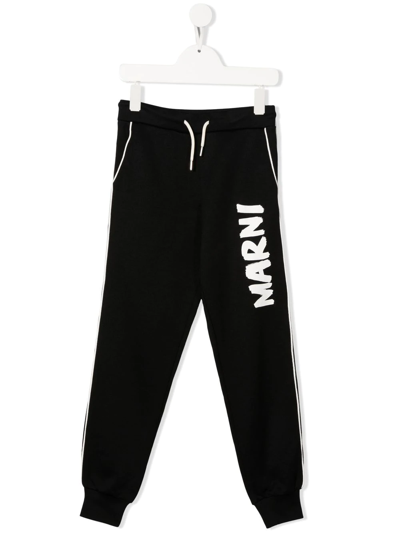 Shop Marni Logo-print Track Pants In Black