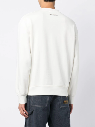 Shop Karl Lagerfeld Logo-print Cotton Sweatshirt In White
