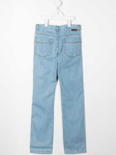 Shop Bonpoint Logo-patch Straight-leg Jeans In Blue