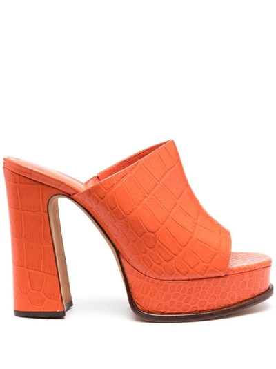 Shop Alexandre Birman Lavinia 120mm Block Sandals In Orange