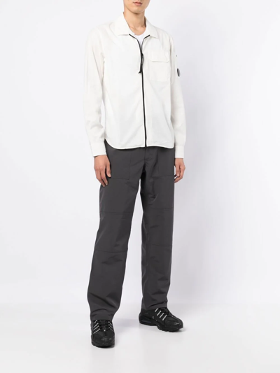 Shop C.p. Company Zip-fastening Long-sleeved Shirt In White