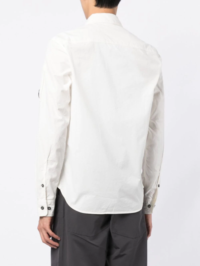 Shop C.p. Company Zip-fastening Long-sleeved Shirt In White