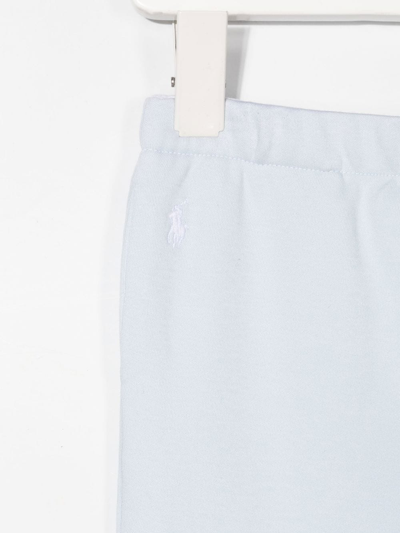 Shop Ralph Lauren Cotton Embroidered-logo Leggings In Blue