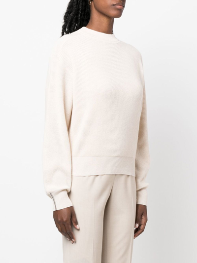Peserico Ribbed-knit Wool-blend Jumper In Neutrals