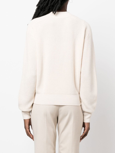 Peserico Ribbed-knit Wool-blend Jumper In Neutrals