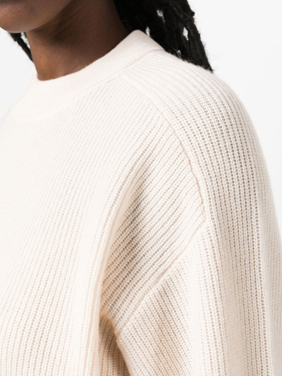 Peserico Ribbed-knit Wool-blend Jumper In Neutrals