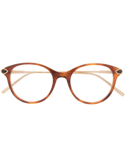 Shop Boucheron Round-frame Optical Glasses In Brown