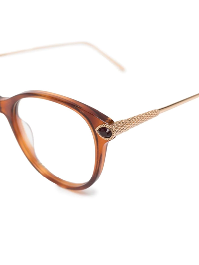 Shop Boucheron Round-frame Optical Glasses In Brown