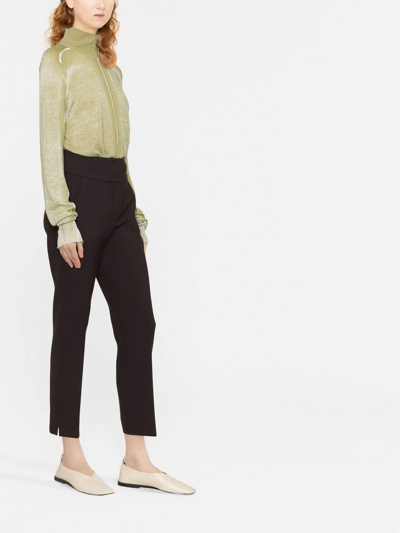 Shop Peserico High-rise Slim-fit Trousers In Brown
