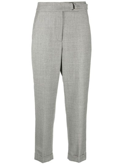 Shop Peserico High-waist Cropped Trousers In Grey