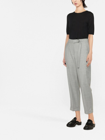 Shop Peserico High-waist Cropped Trousers In Grey
