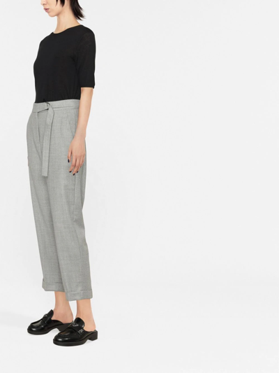 Shop Peserico High-waist Cropped Trousers In Grey