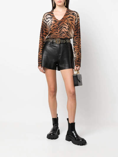 Dsquared2 Leopard-print Knitted Jumper In Brown