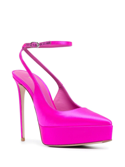 Shop Le Silla Uma 140mm Satin Slingback Pumps In Pink