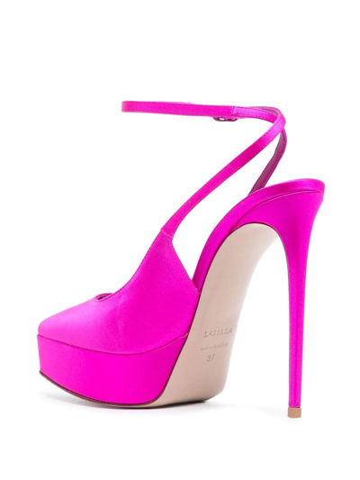 Shop Le Silla Uma 140mm Satin Slingback Pumps In Pink