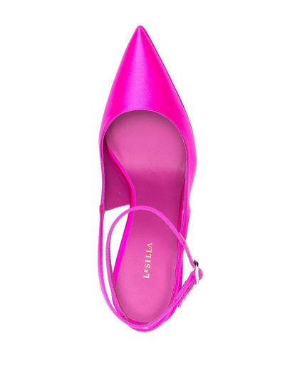 Shop Le Silla Uma 140mm Satin Slingback Pumps In Pink