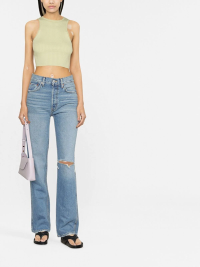 Shop Re/done Ripped Straight-leg Jeans In Blue