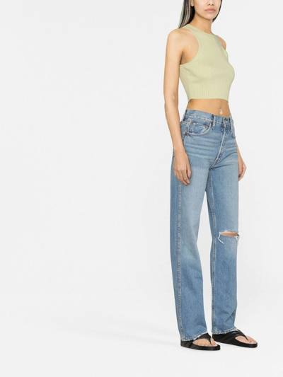 Shop Re/done Ripped Straight-leg Jeans In Blue