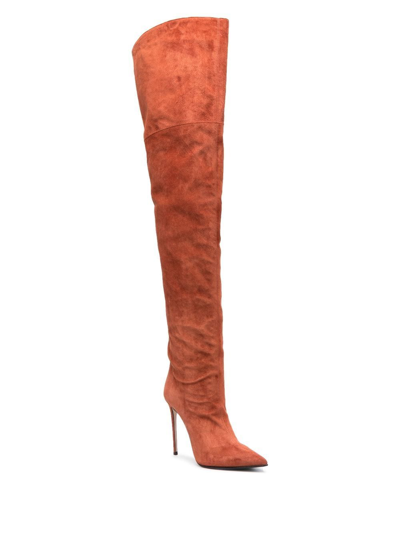 Shop Le Silla Eva Suede Thigh-high Boots In Orange