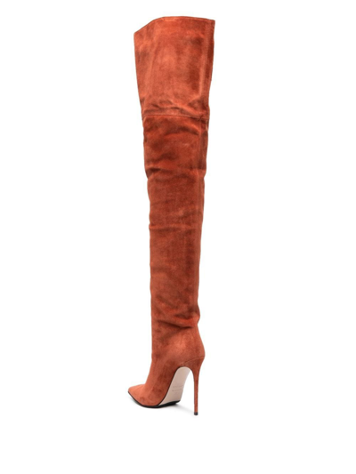 Shop Le Silla Eva Suede Thigh-high Boots In Orange