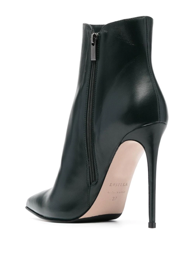 Shop Le Silla Eva Leather Ankle Boots In Green