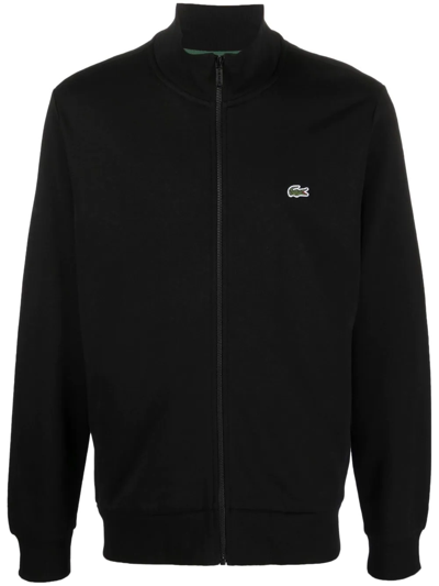 Shop Lacoste High-neck Zip-fastening Sweatshirt In Black