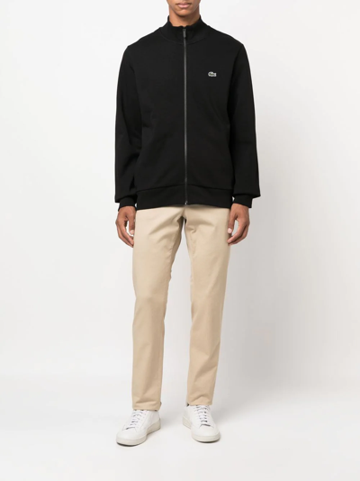 Shop Lacoste High-neck Zip-fastening Sweatshirt In Black