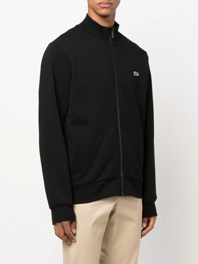 Lacoste Felpa In Pile A Collo Alto Con Zip Nera In Black