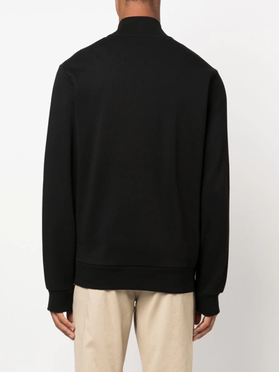 Lacoste Felpa In Pile A Collo Alto Con Zip Nera In Black