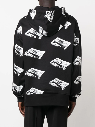 Shop Daily Paper Newspaper-print Pullover Hoodie In Black